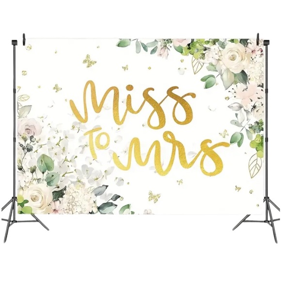 Wedding Photography Backdrop Vinyl Rose Floral Miss To Mrs Bridal Banner - Picture 1 of 2